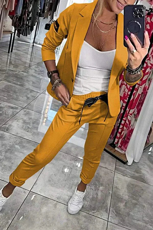Vendula™ | Elegantní dvoudílný set s blazerem a jogger kalhotami
