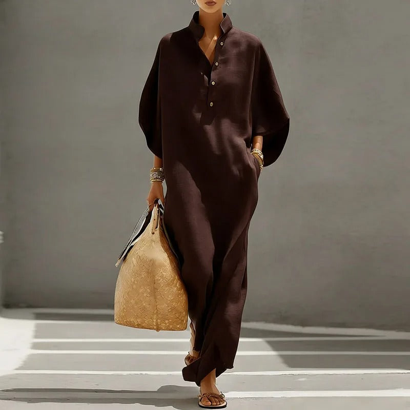 Aurore | Duga Haljina Stil Kaftan s Kratkim Rukavima