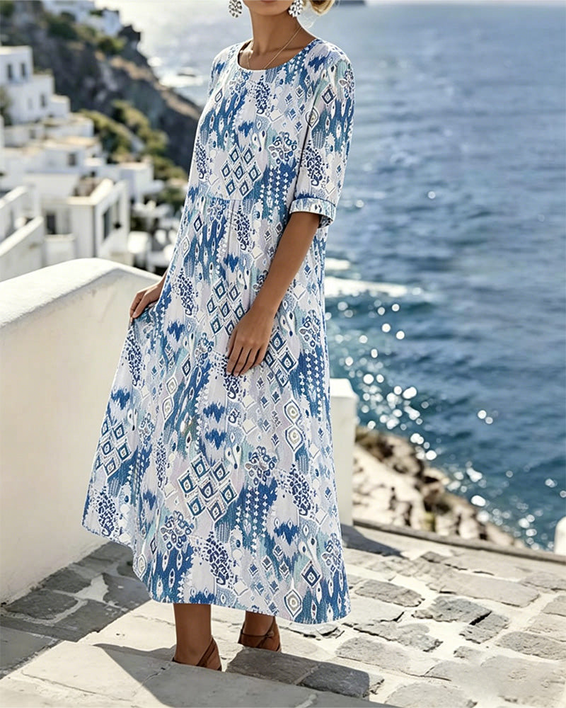 Emma | Cvjetna midi haljina, udobna i lagana