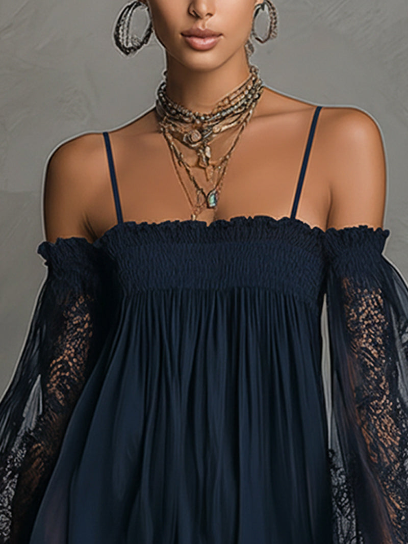 Betty™ | Námořnické off-shoulder šifonové mini šaty