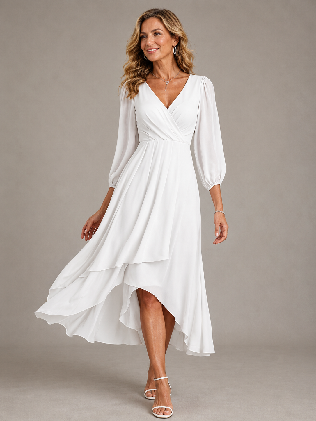 Mia™ | Elegantna Duga Haljina s V-Izrezom