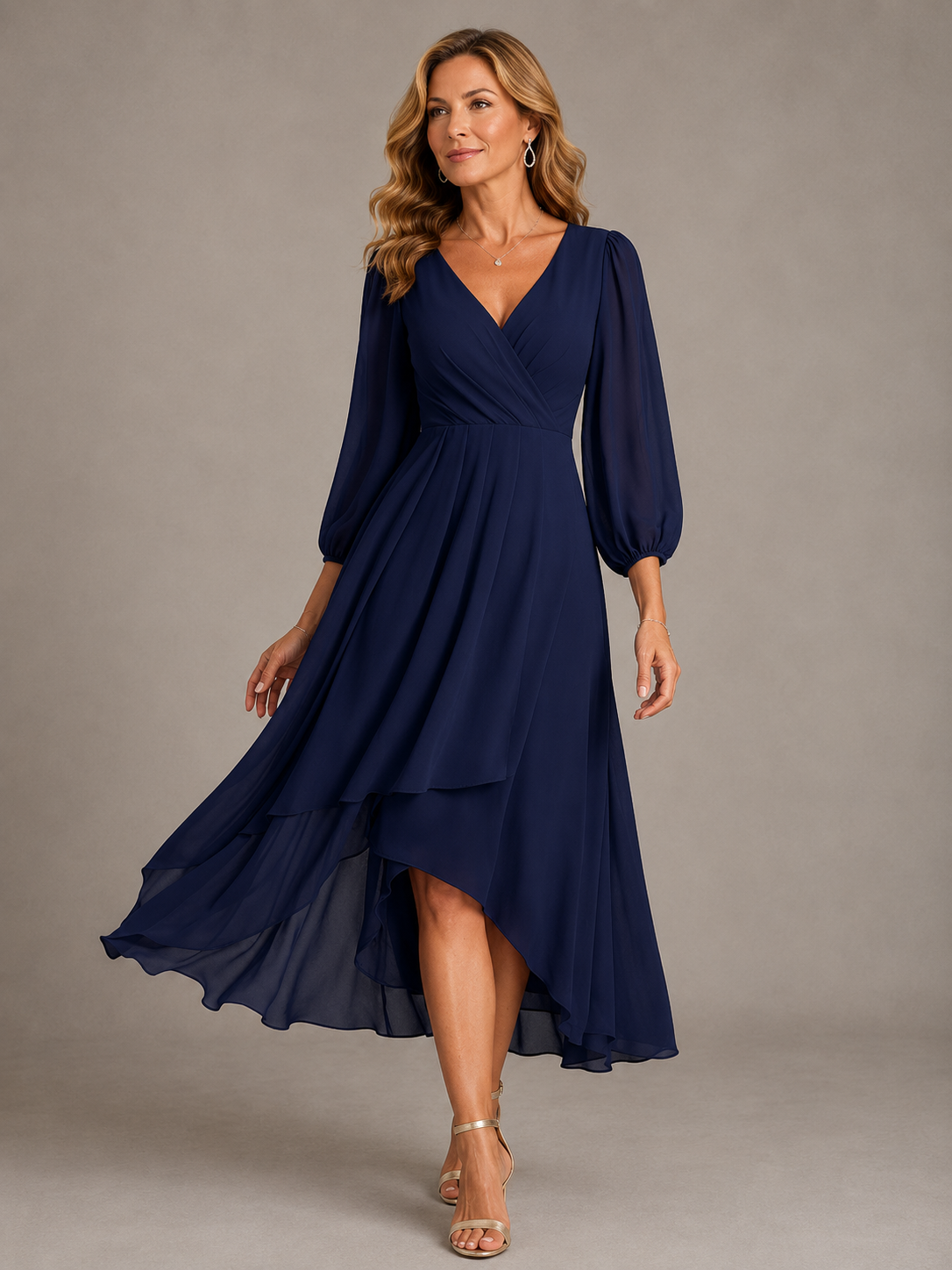 Mia™ | Elegantna Duga Haljina s V-Izrezom