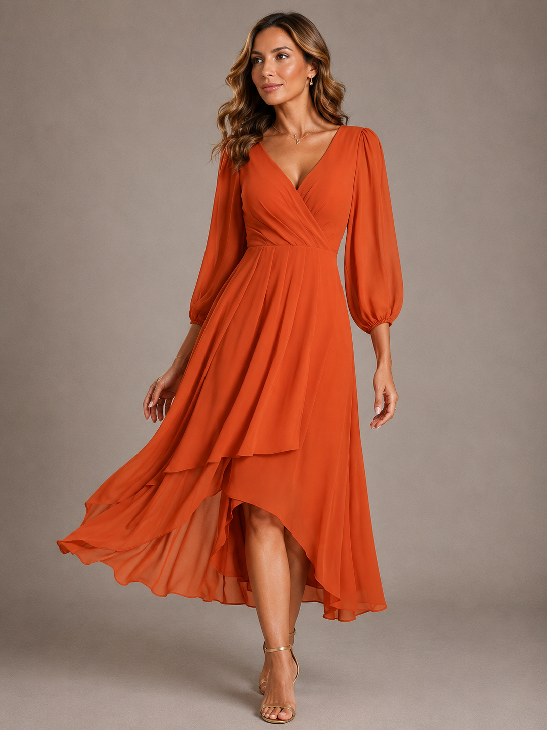 Mia™ | Elegantna Duga Haljina s V-Izrezom