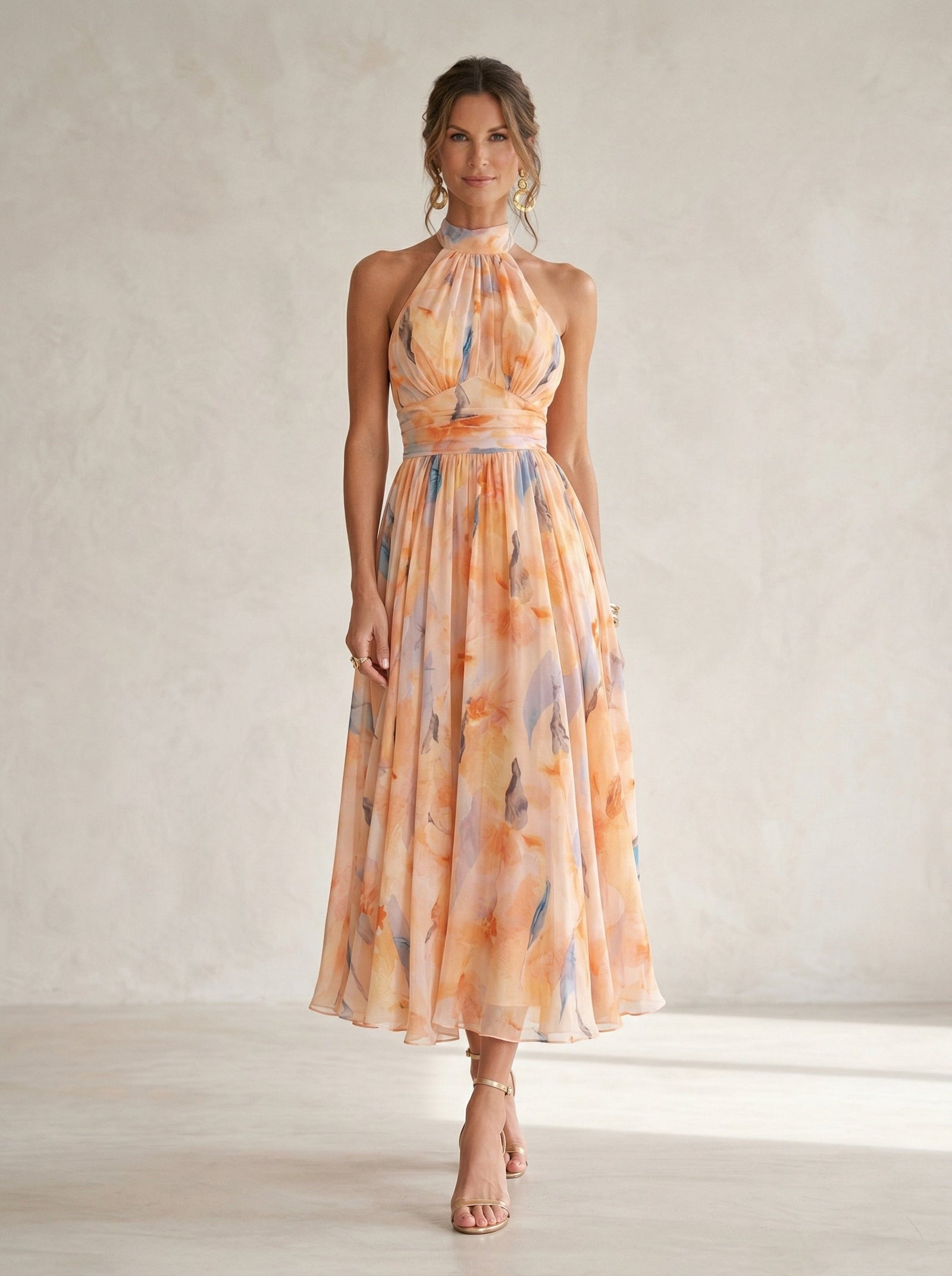 Esther™ | Halter haljina s akvarel uzorkom