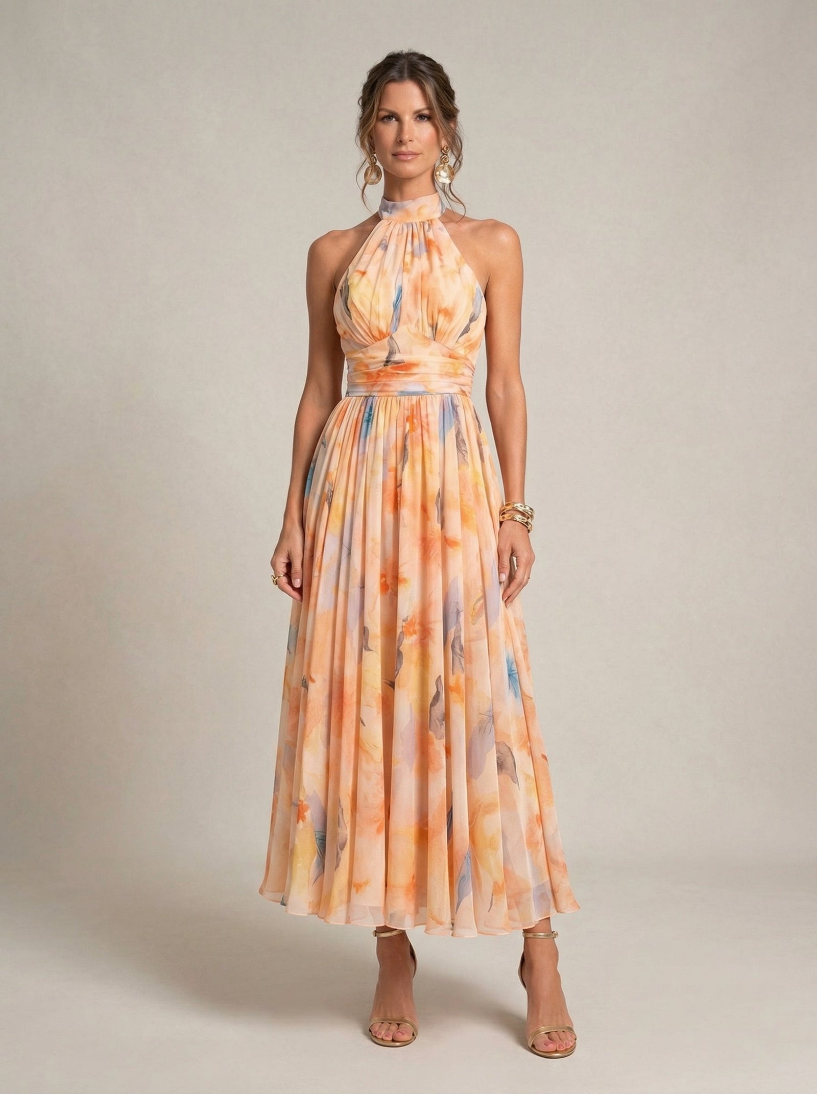 Esther™ | Halter haljina s akvarel uzorkom