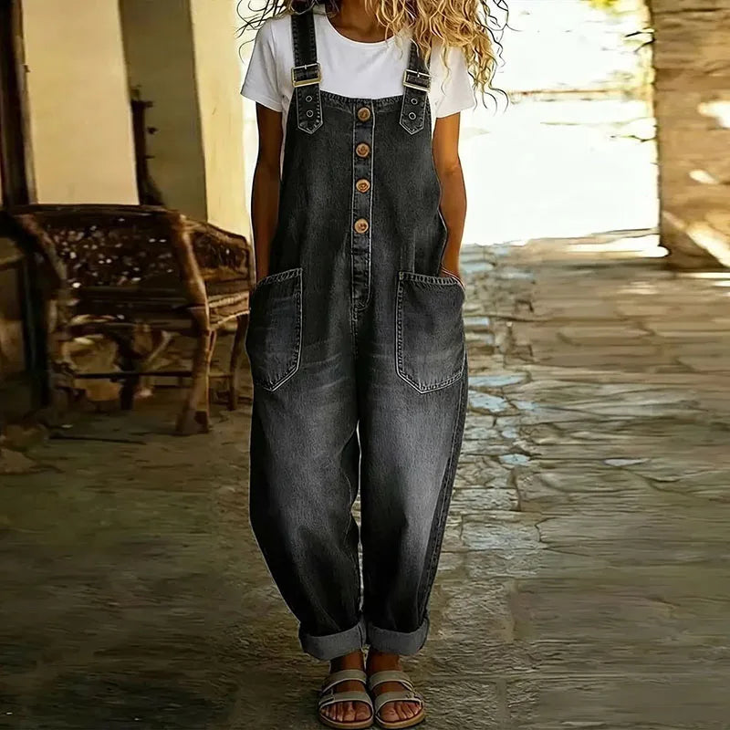 Mae | Vintage pamučni traper overall s podesivim naramenicama