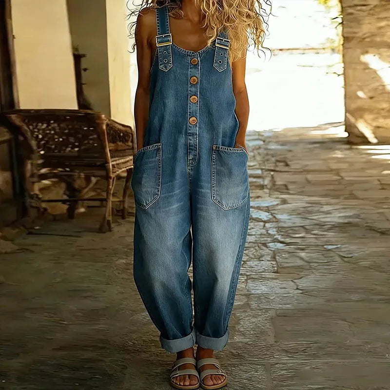 Mae | Vintage pamučni traper overall s podesivim naramenicama