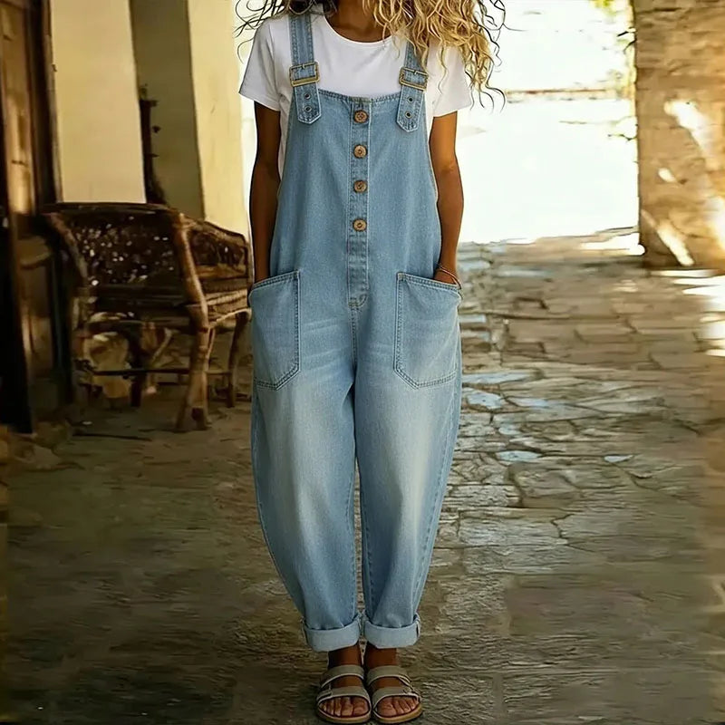 Mae | Vintage pamučni traper overall s podesivim naramenicama