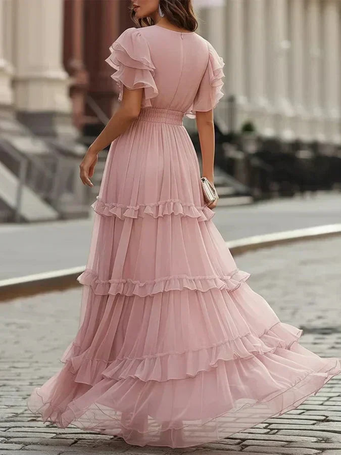 Život | Lagana Ružičasta Elegantna Maxi Haljina za Vjenčanje