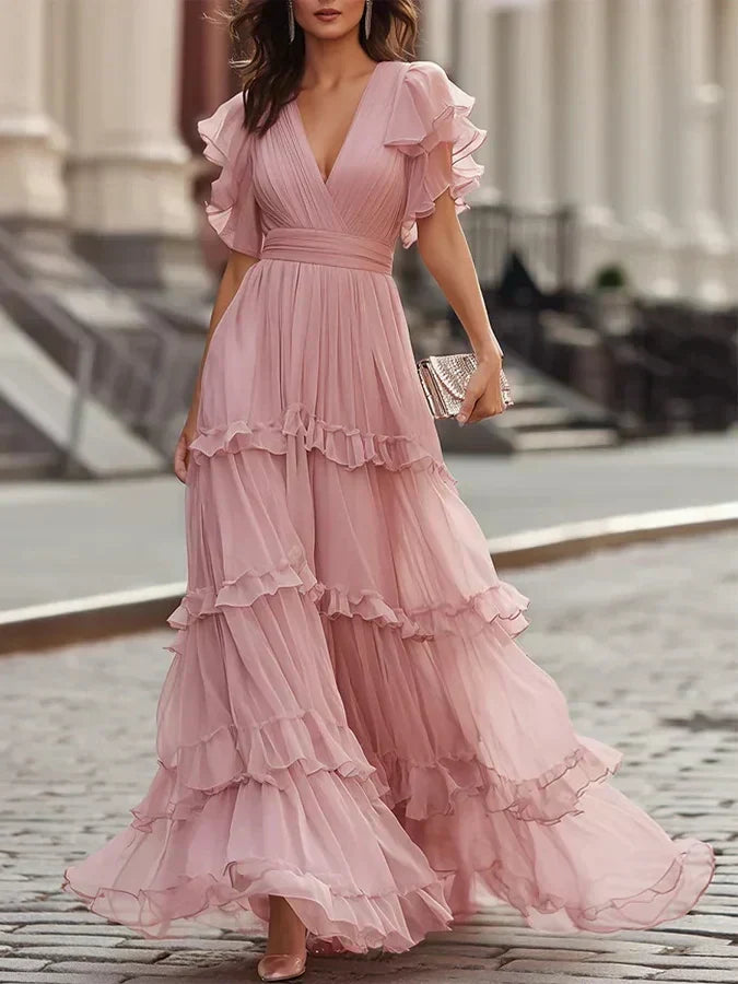 Život | Lagana Ružičasta Elegantna Maxi Haljina za Vjenčanje