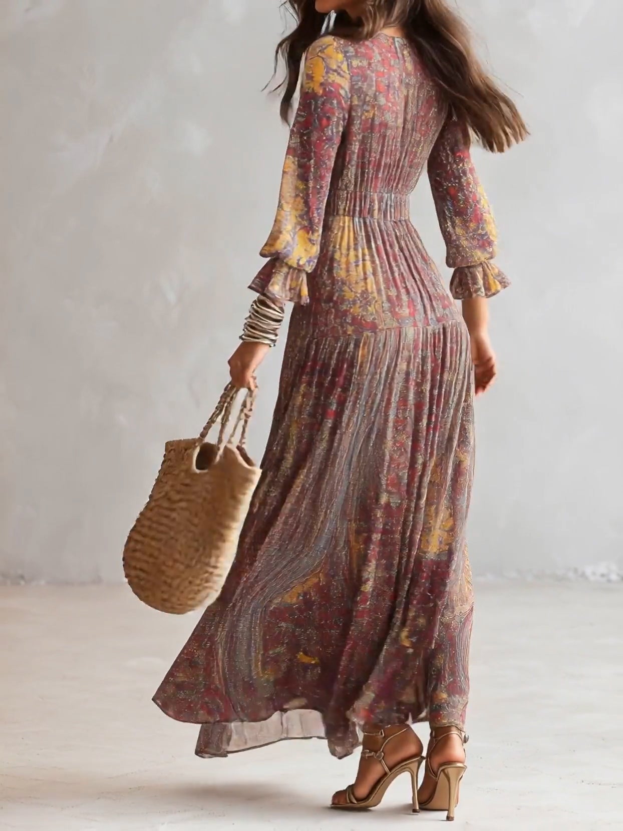 Cosima™ | Maxi Chiffon haljina s V-izrezom Paisley