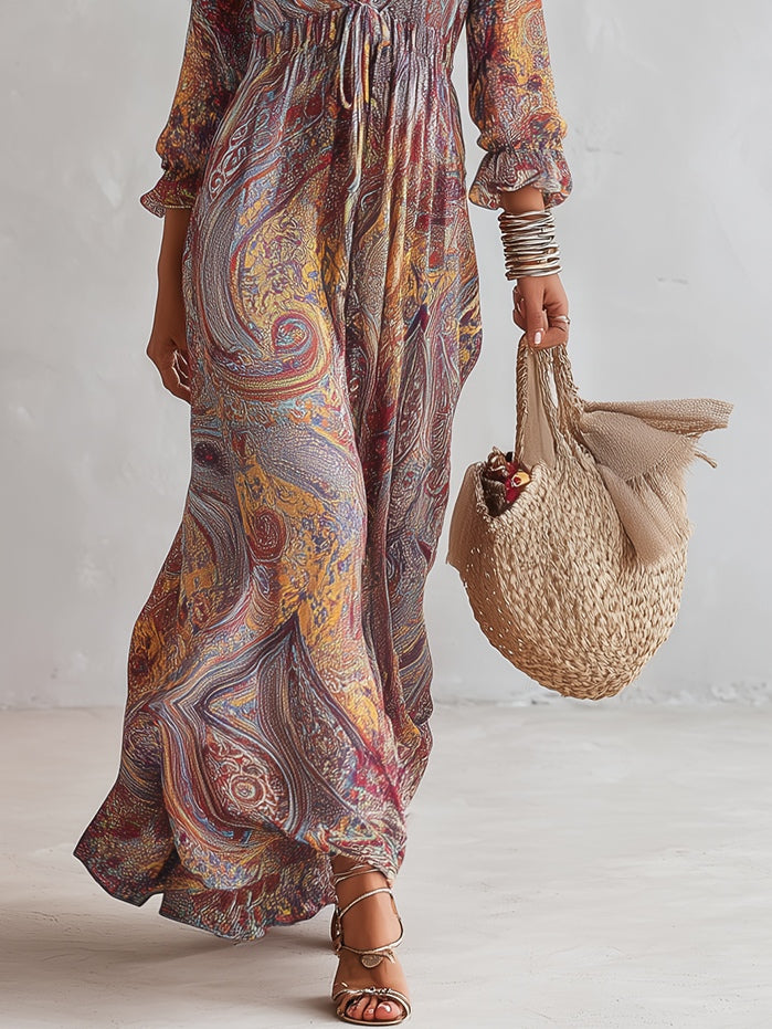 Cosima™ | Maxi Chiffon haljina s V-izrezom Paisley