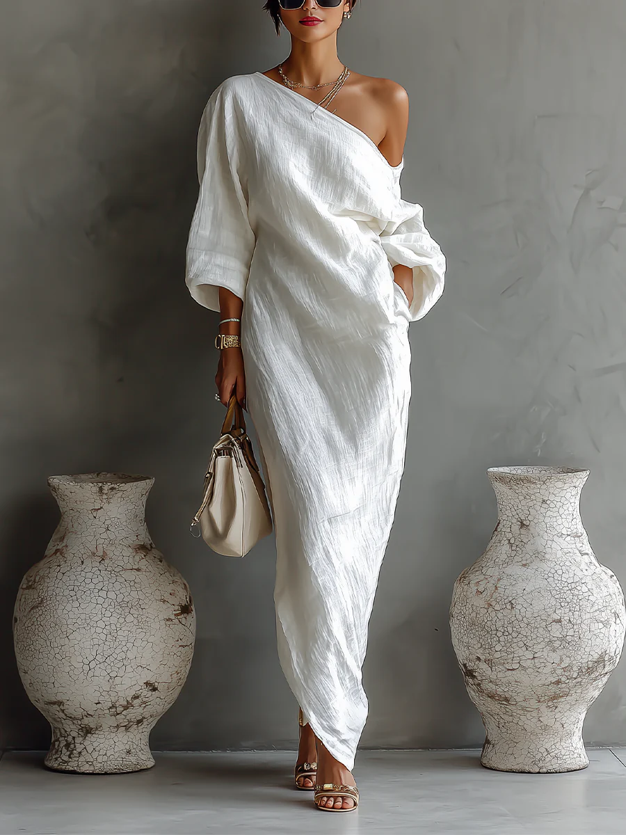 Seraphina™ | Elegantna maxi haljina s jednim ramenom i lepršavim krojem