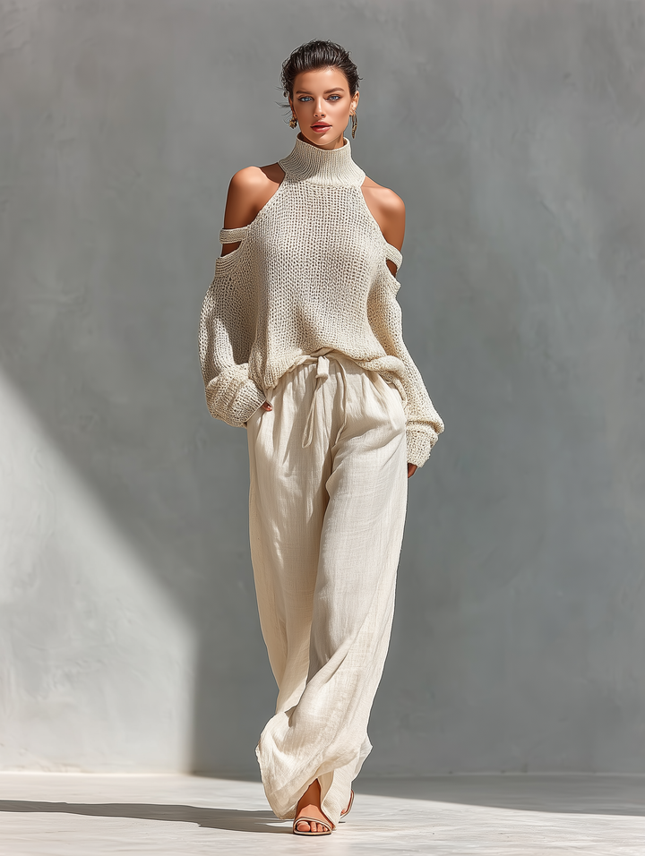 Eleanor | Pletený set s širokými kalhotami