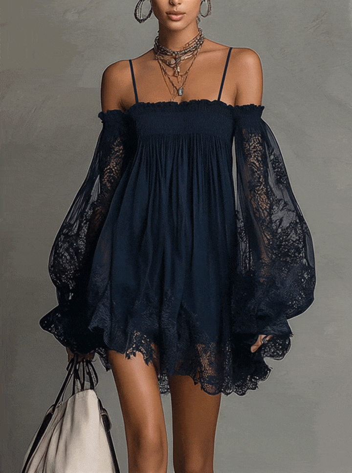 Betty™ | Námořnické off-shoulder šifonové mini šaty