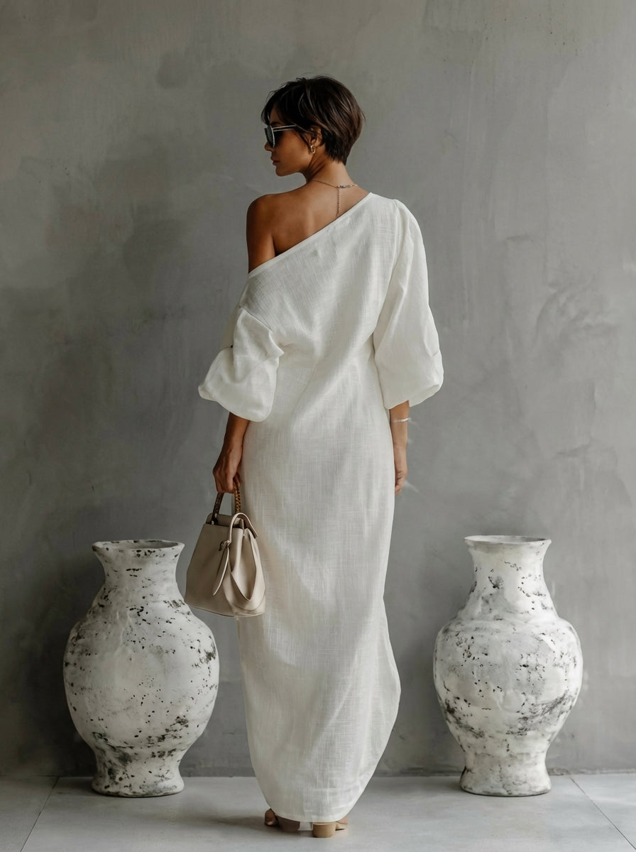 Seraphina™ | Elegantna maxi haljina s jednim ramenom i lepršavim krojem