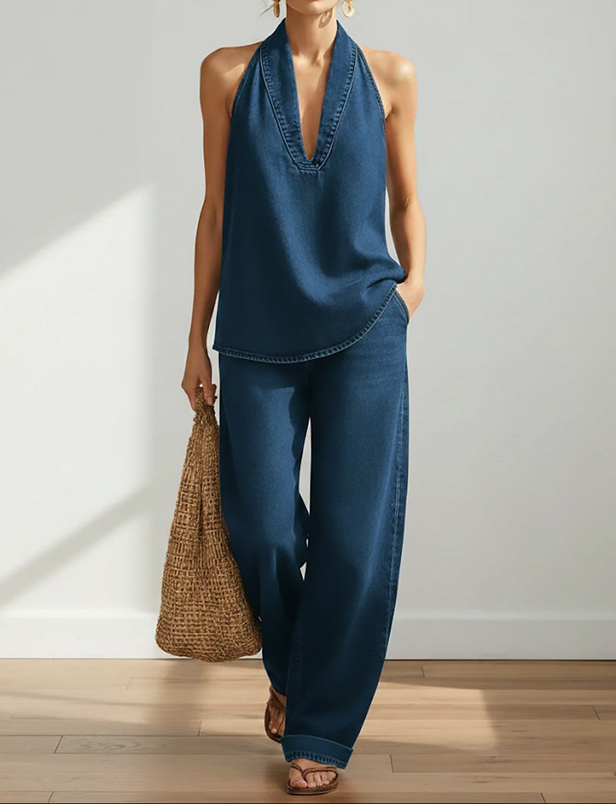 Ibiza | Vintage Prani Mekani Denim Izgled Dvostruki Set