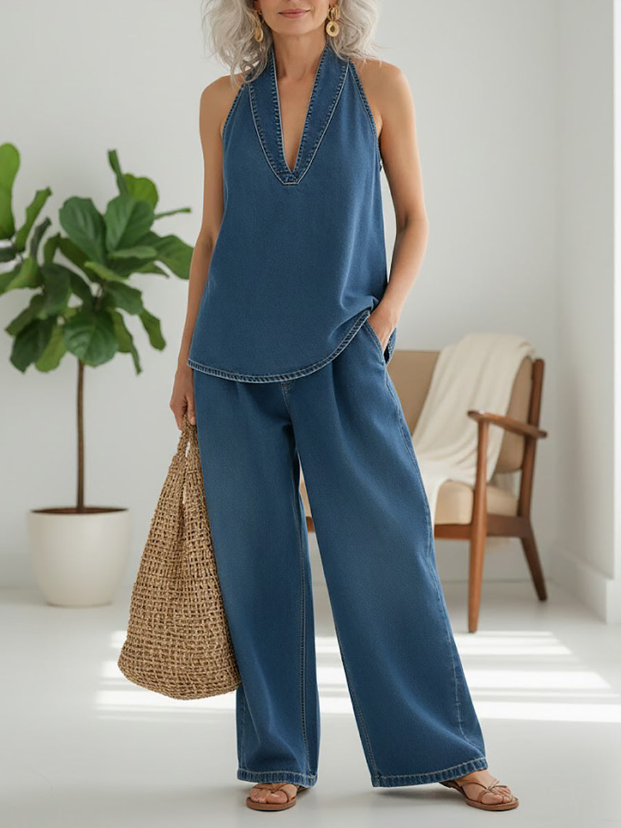 Ibiza | Vintage Prani Mekani Denim Izgled Dvostruki Set