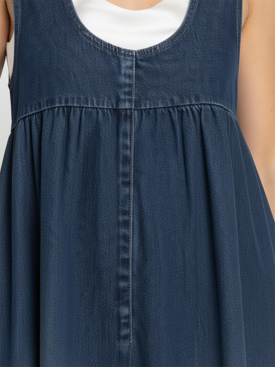 Karen | Vintage oprana mekana pamukova denim maxi haljina
