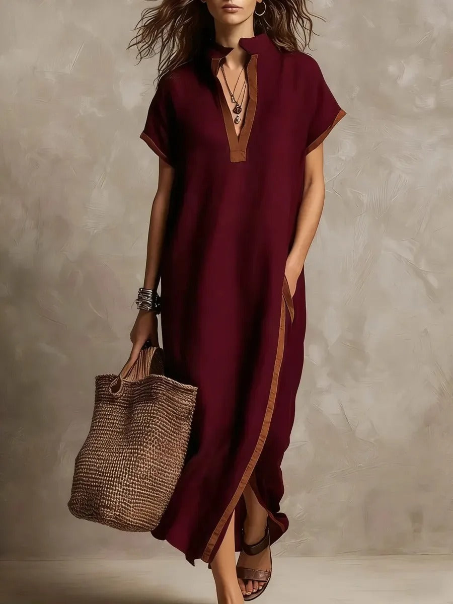 Solange | Duga Boho Haljina s Kontrastnim Detaljima