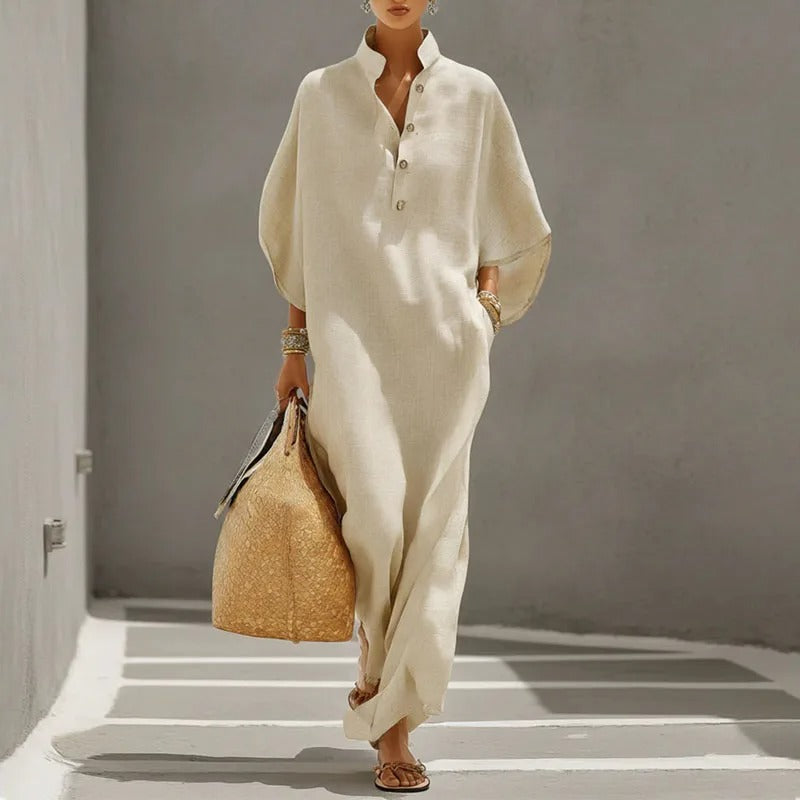 Aurore | Duga Haljina Stil Kaftan s Kratkim Rukavima