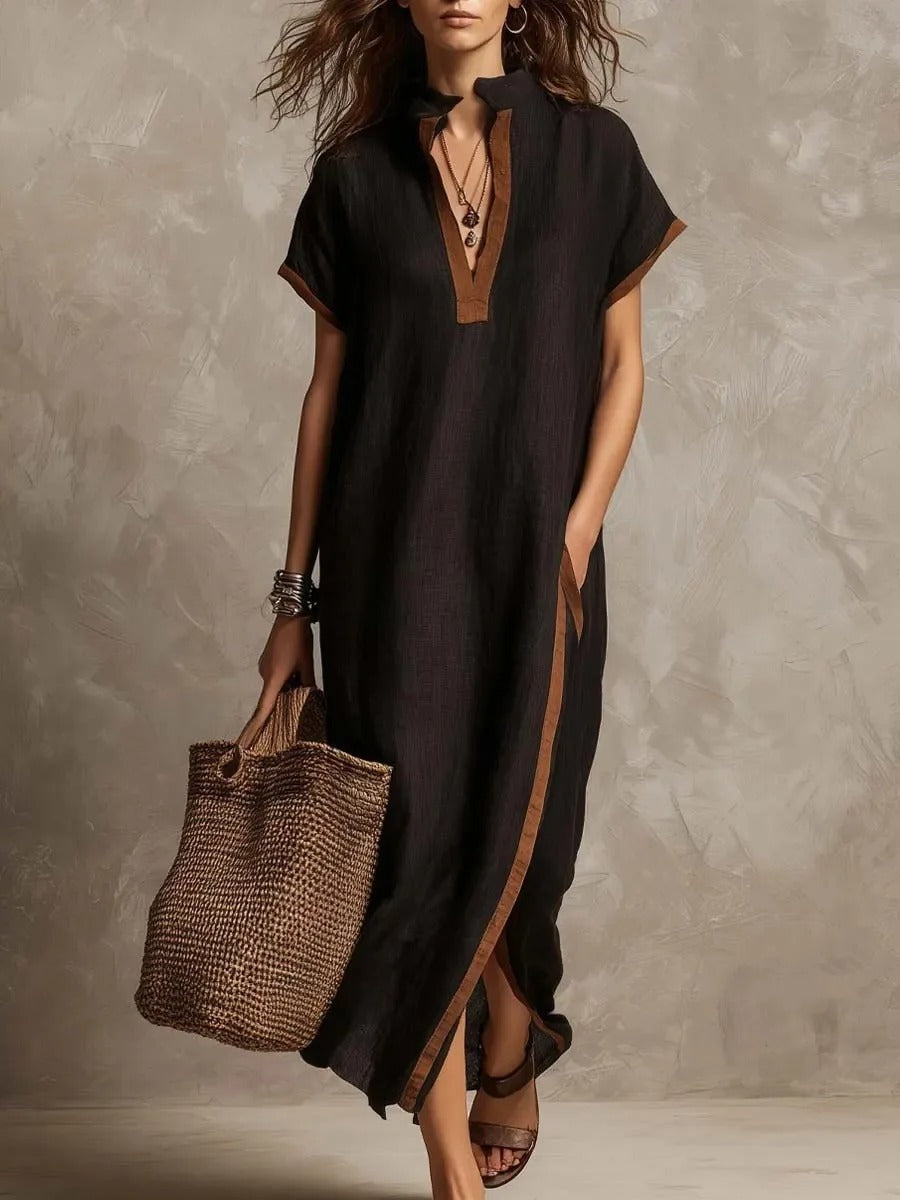 Solange | Duga Boho Haljina s Kontrastnim Detaljima