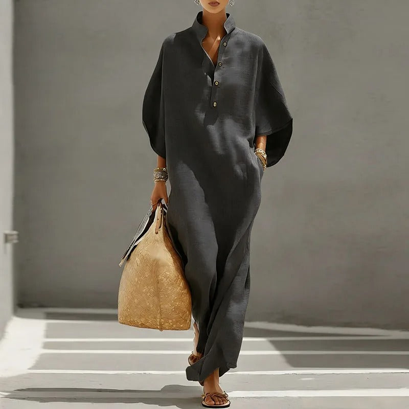 Aurore | Duga Haljina Stil Kaftan s Kratkim Rukavima